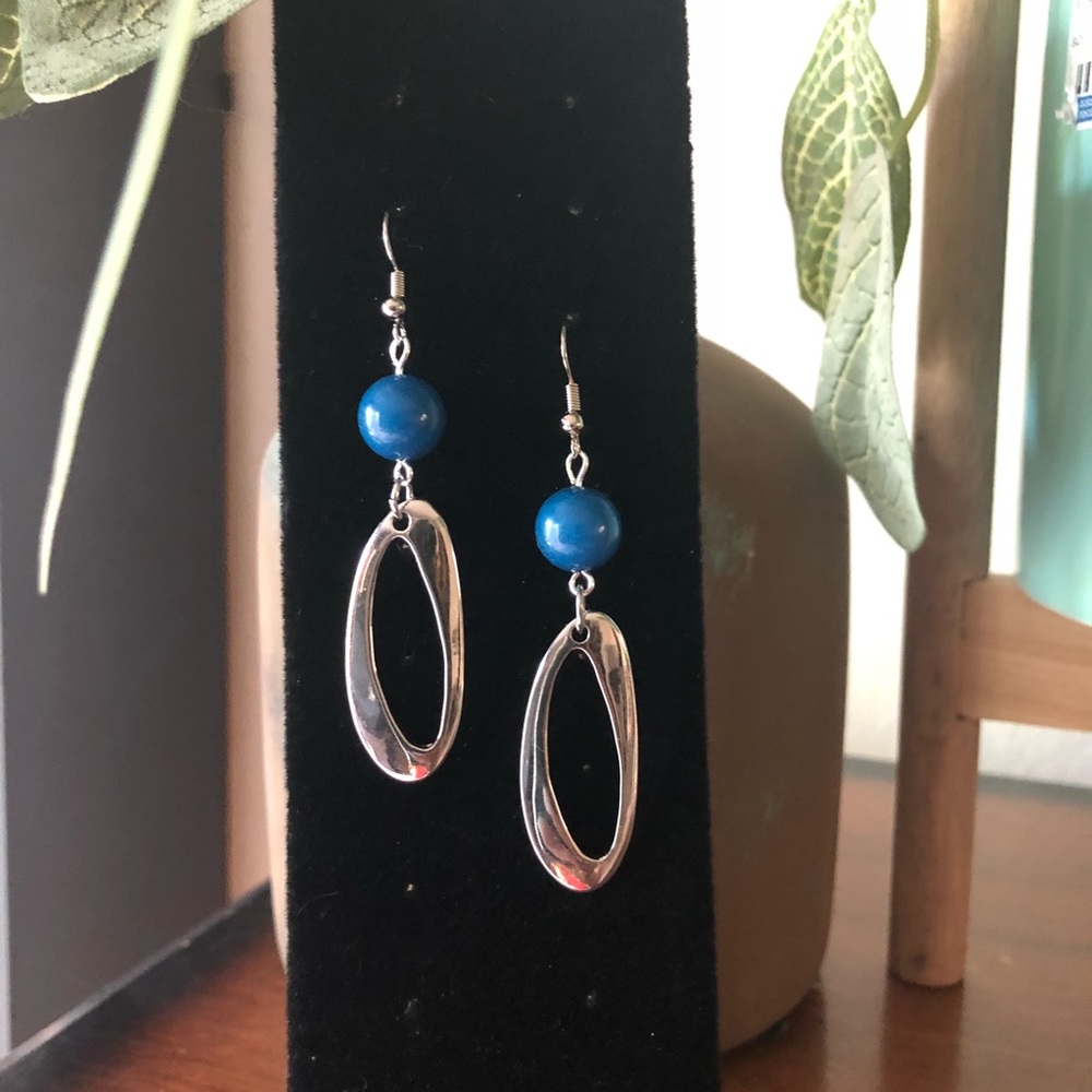 Blue and silver earrings